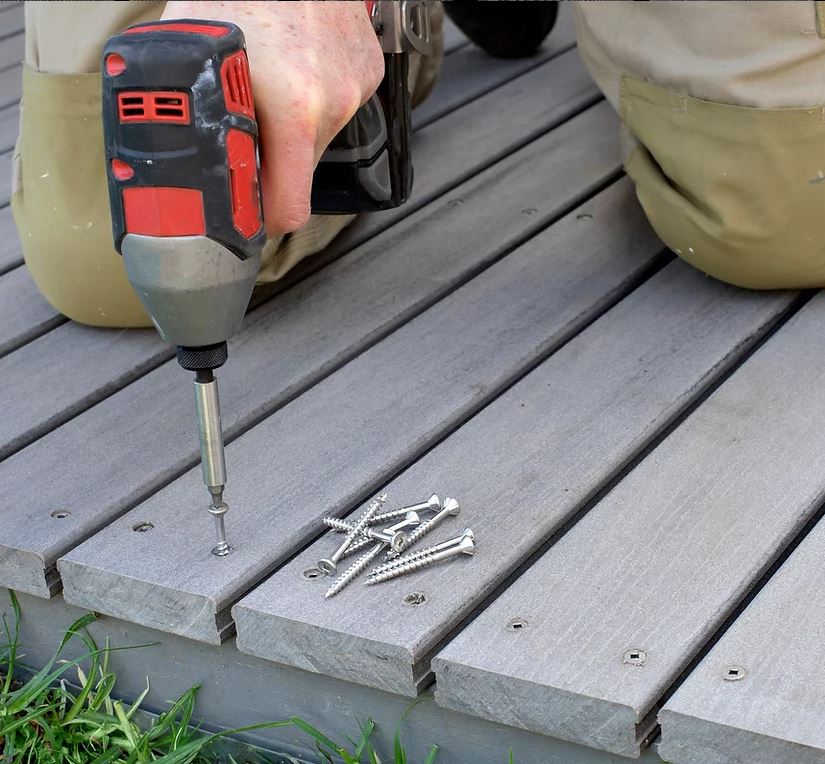 screwing down composite decking
